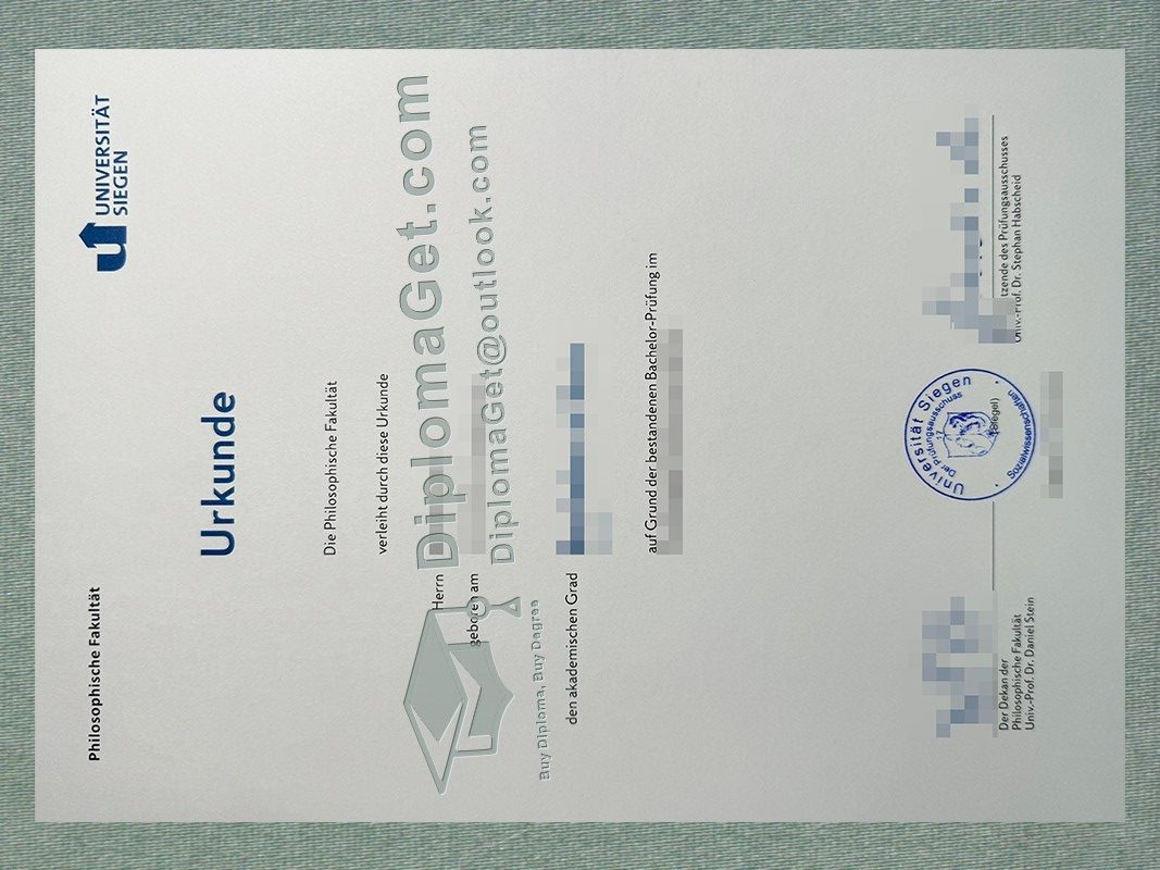 锡根大学证书, Universität Siegen Urkunde