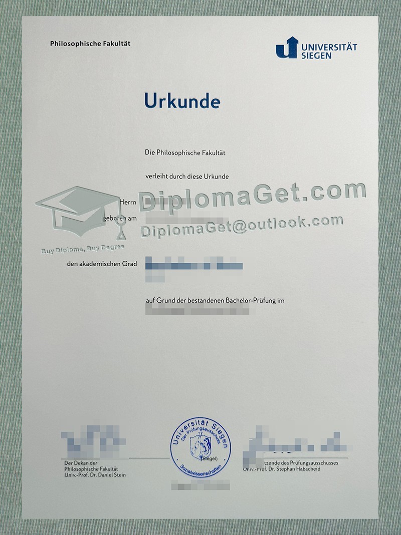锡根大学证书, Universität Siegen Urkunde