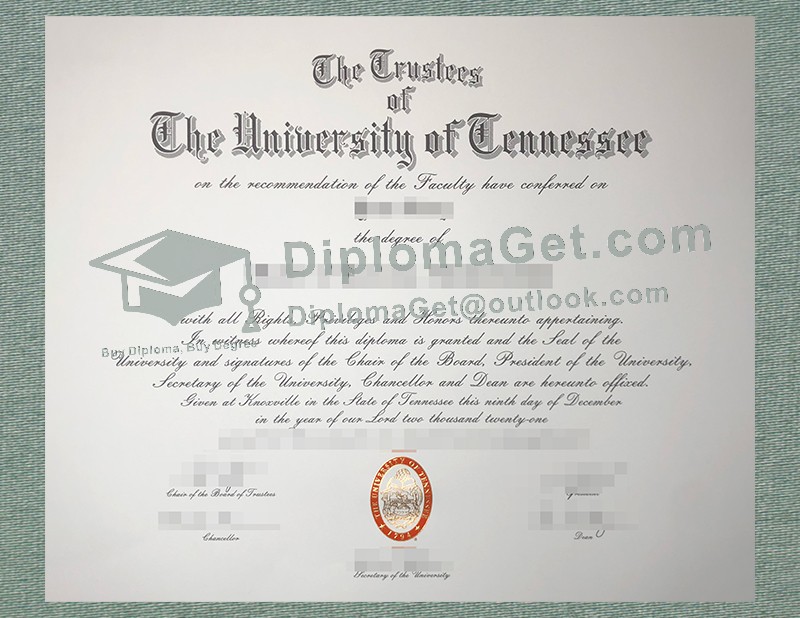 University of Tennessee Diploma, 田纳西大学毕业文凭