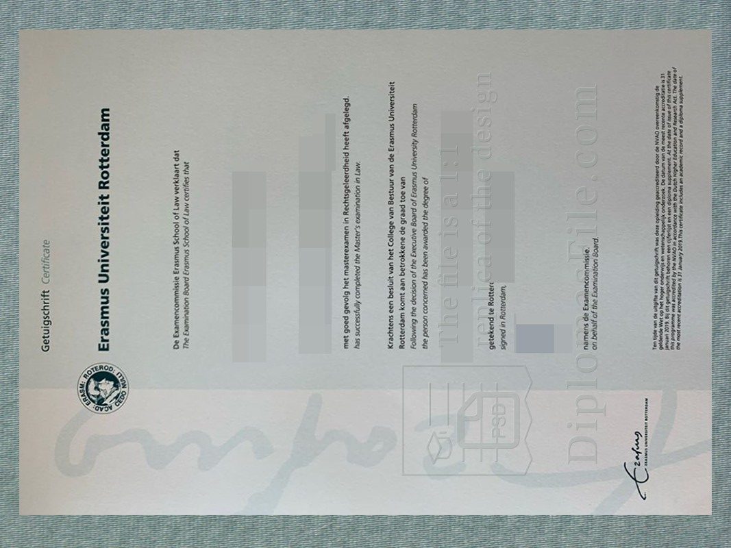 鹿特丹伊拉斯谟大学文凭, Erasmus University Rotterdam diploma