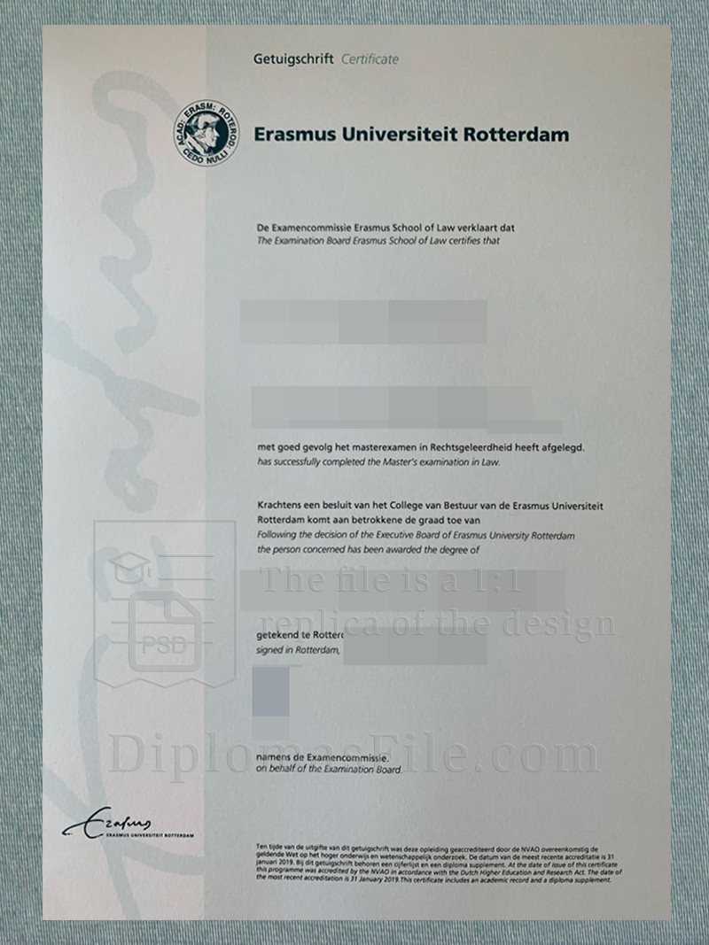 鹿特丹伊拉斯谟大学文凭, Erasmus University Rotterdam diploma