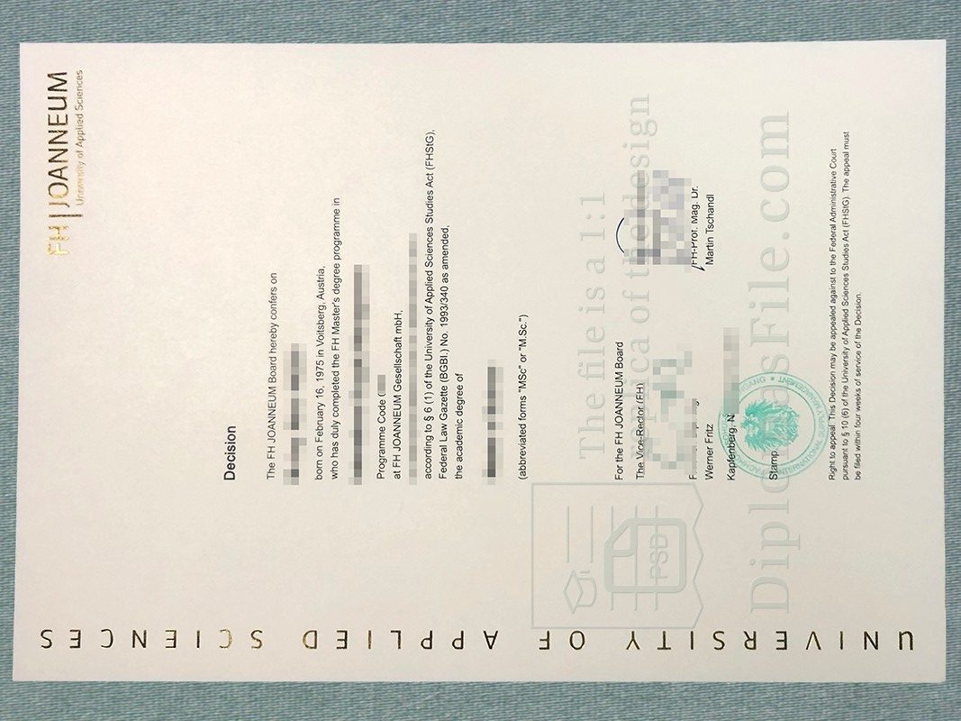 约安内姆应用科学大学学位证书, FH Joanneum Degree