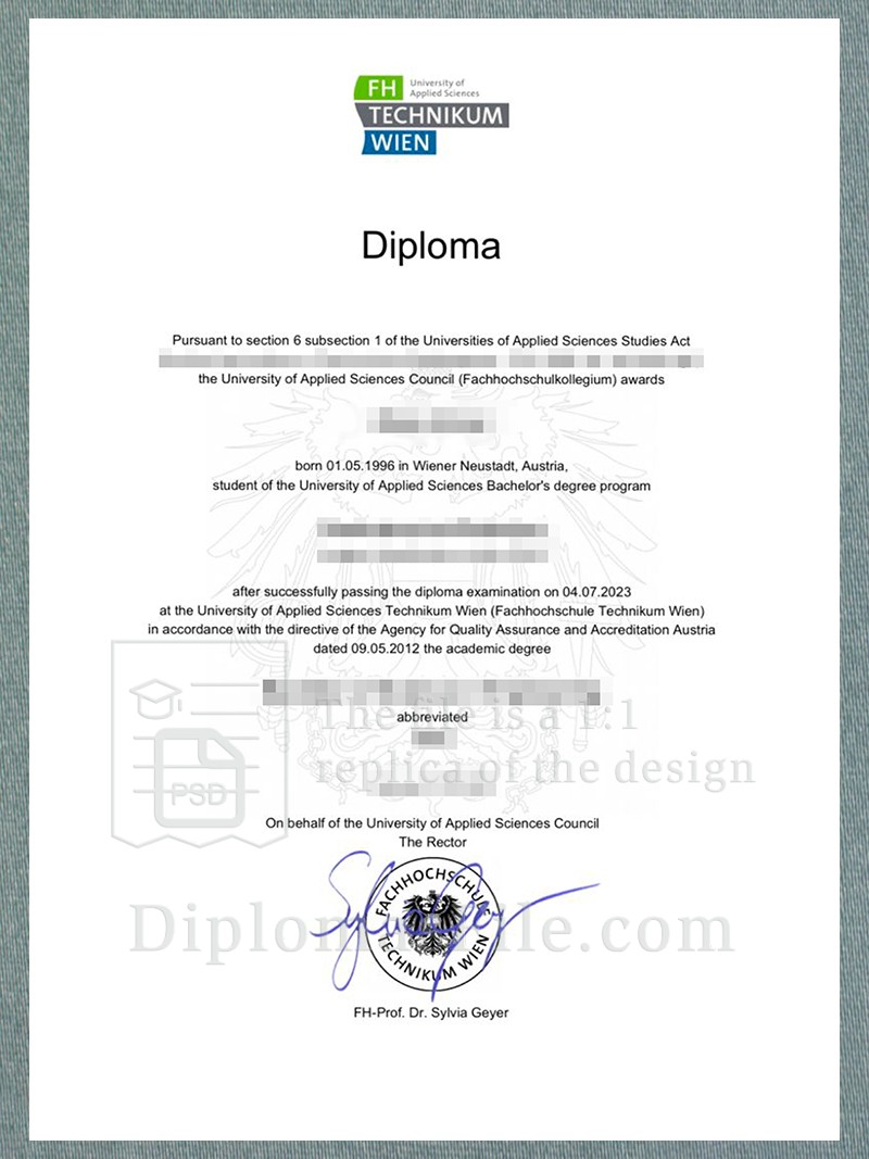 维也纳技术应用科学大学文凭, Fachhochschule Technikum Wien Diploma