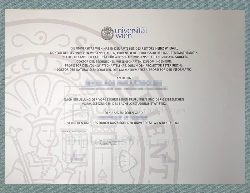 维也纳大学文凭, Universitat Wien diploma