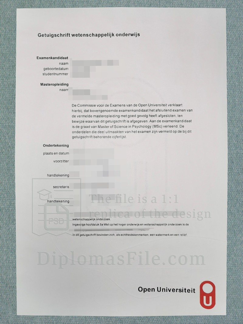 荷兰开放大学文凭, Universiteit Nederland Getuigschrift