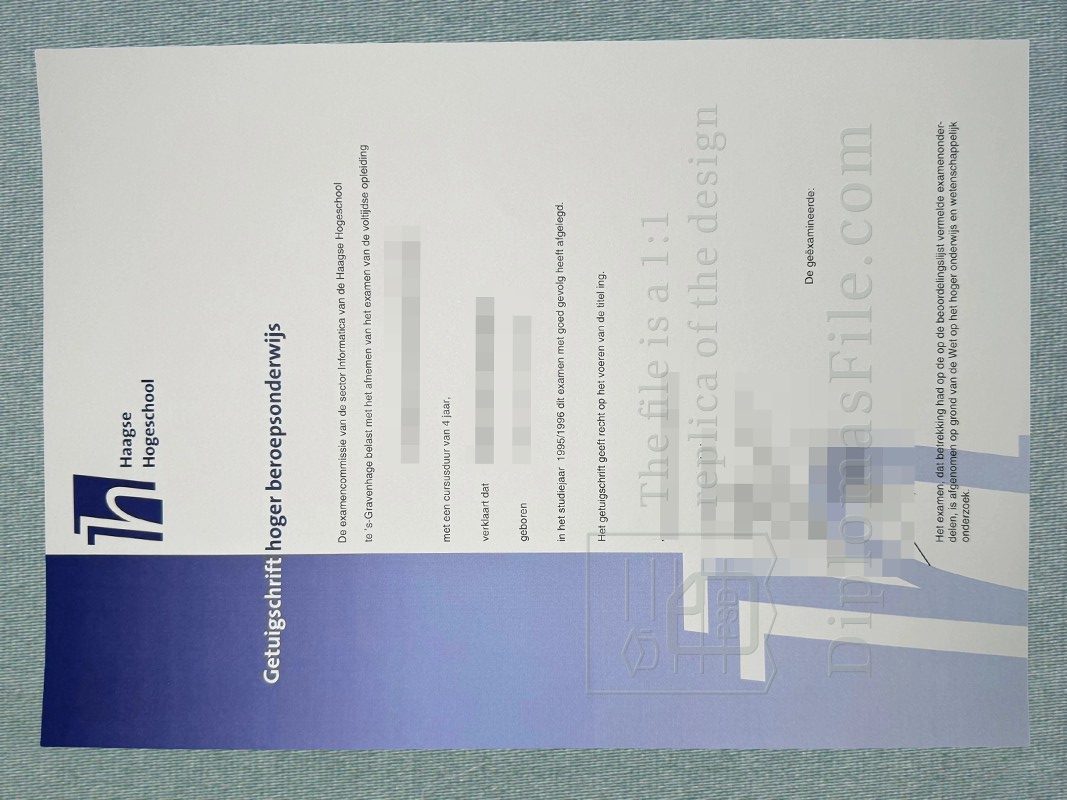 海牙应用科学大学证书, haagse hogeschool Getuigschrift