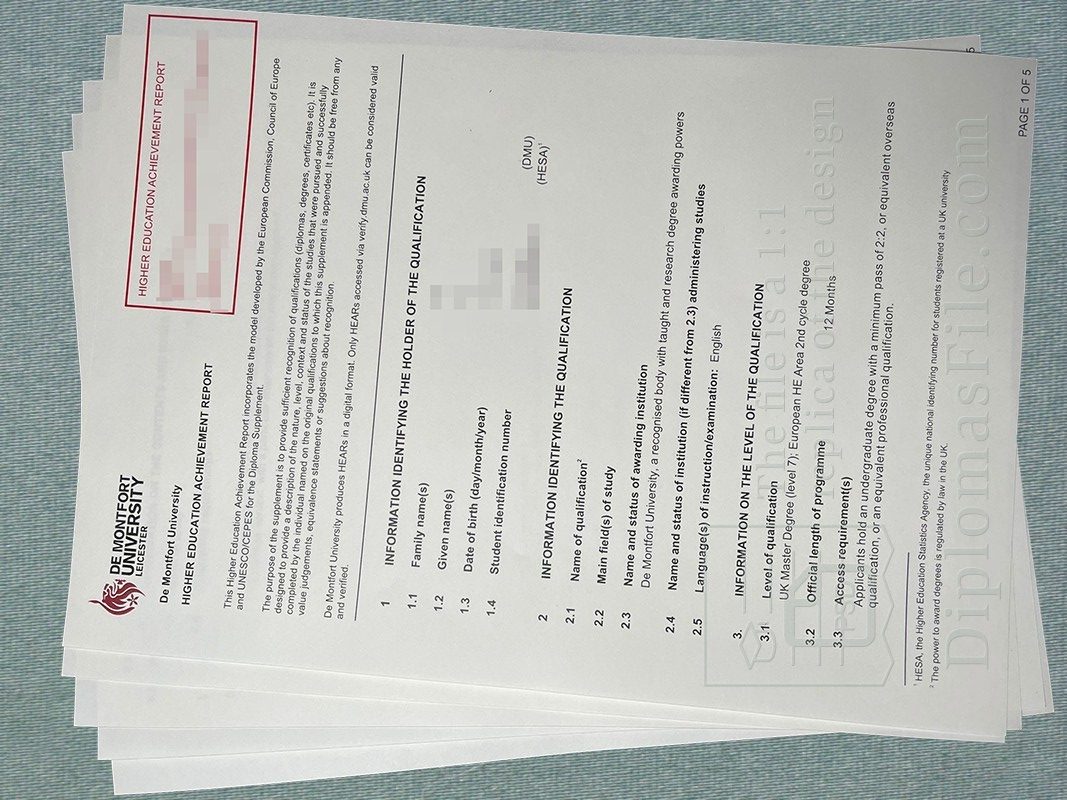 德蒙福特大学成绩单, De Montfort University Transcript
