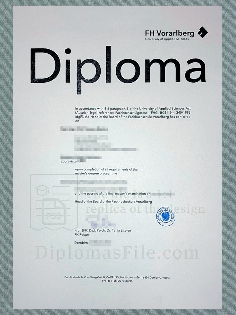 福拉尔贝格应用科技大学文凭, Fachhochschule Vorarlberg Diploma 福拉尔贝格应用科技大学文凭, Fachhochschule Vorarlberg Diploma