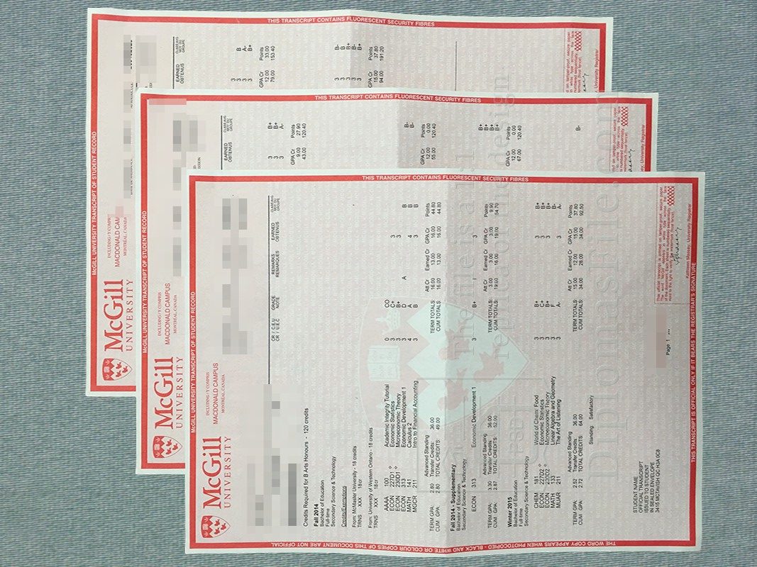 麦吉尔大学成绩单, mcgill university Transcript